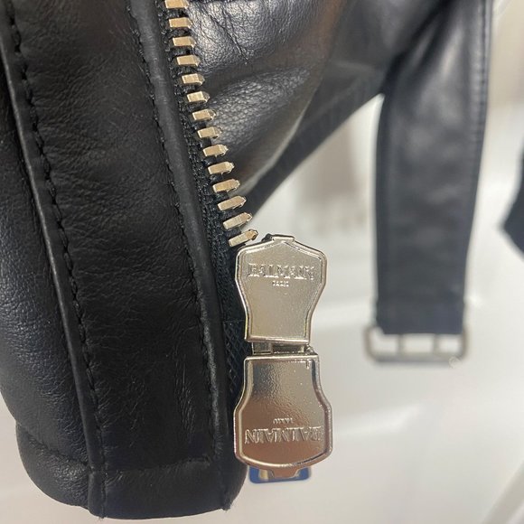 BALMAIN: Quilted Leather Biker Jacket (black) - $2,250 - Picture 5 of 6